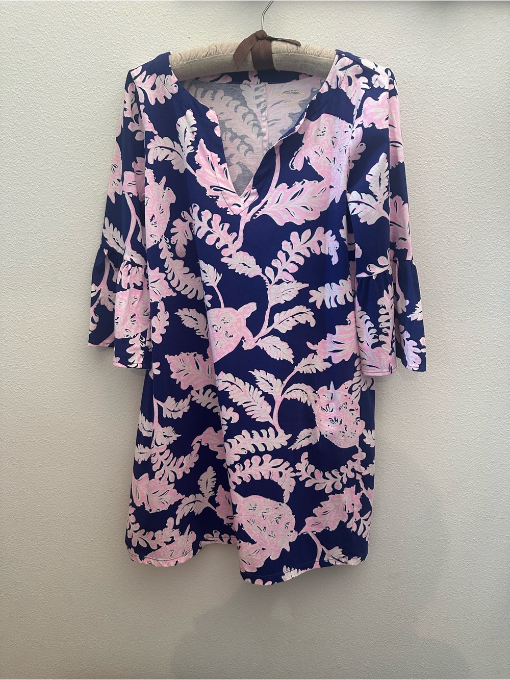 Lilly Pulitzer Navy Dress with Pink Floral Print - Picture 1 of 4